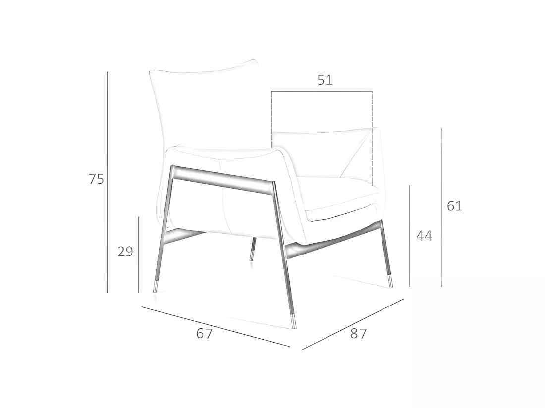 Fauteuil en cuir et pieds en acier noir 5042 ANGEL CERDA