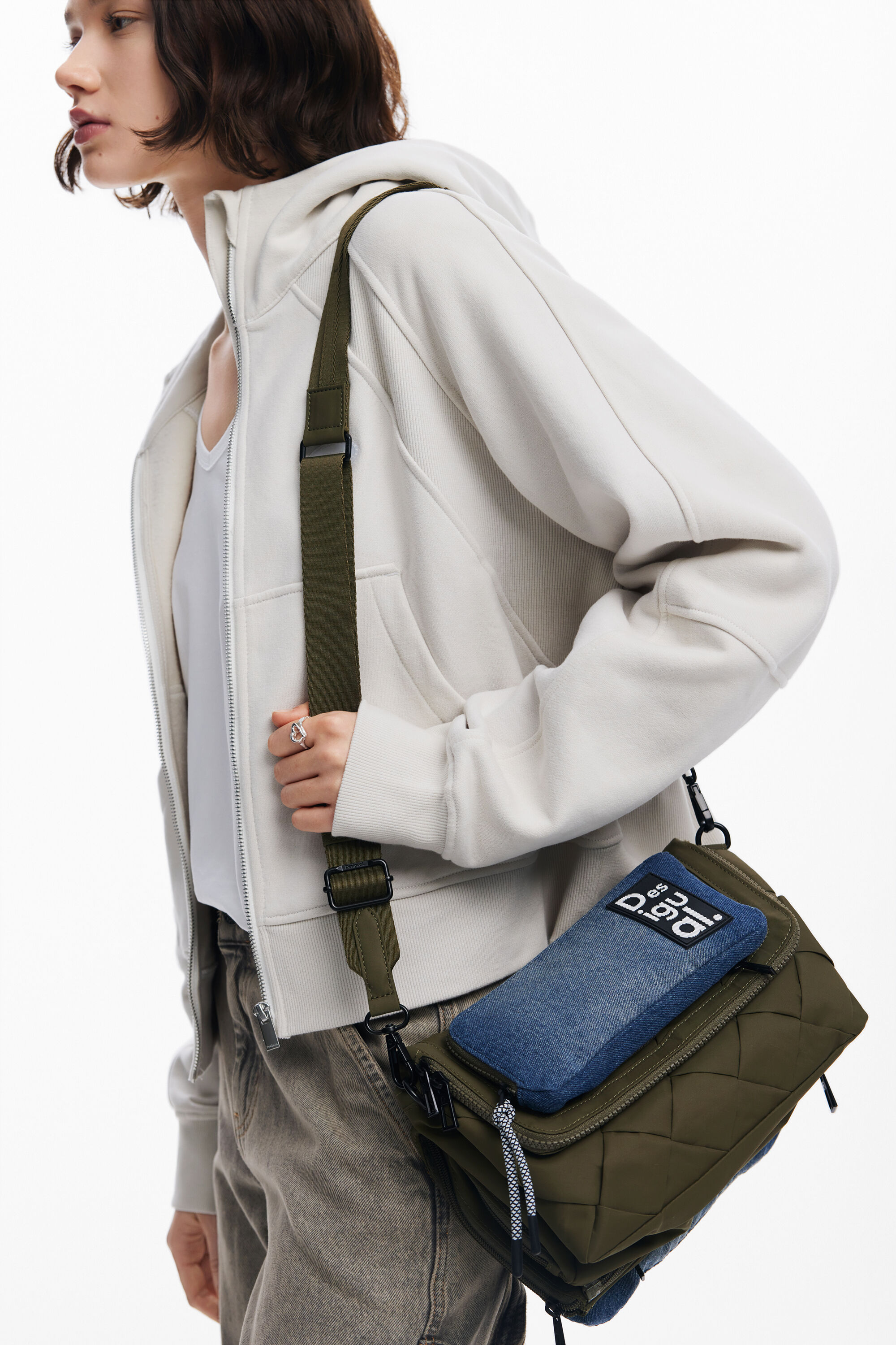 Bolsa de ombro bicolor