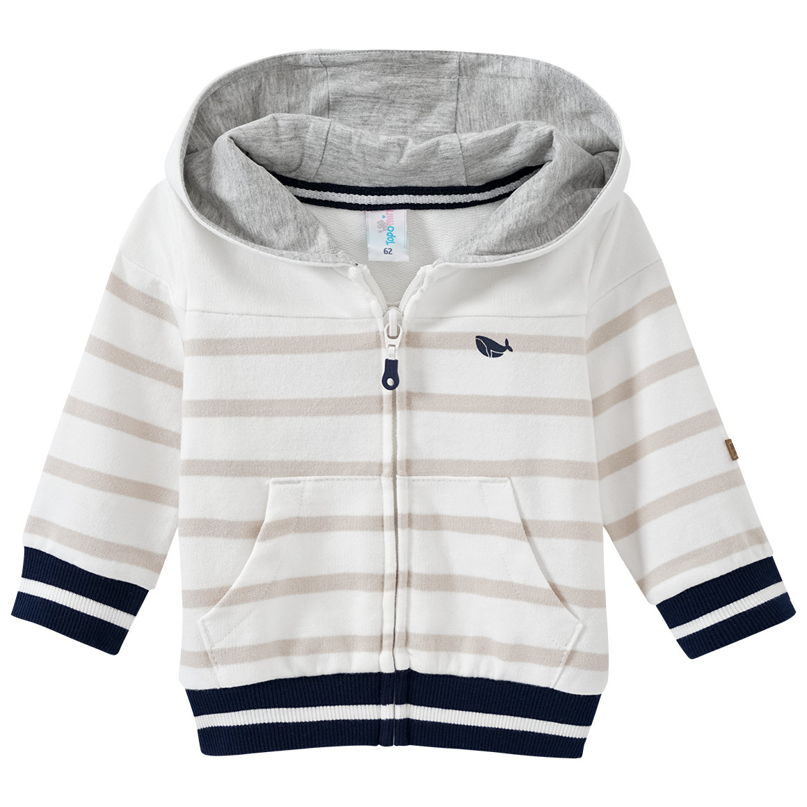 Topomini Newborn Sweatjacke aus Baumwolle weiss / hellbeige / dunkelblau