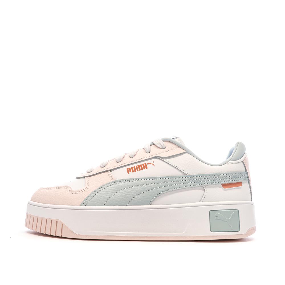 Puma Baskets Blanc/Rose/Vert Femme Puma Carina Street