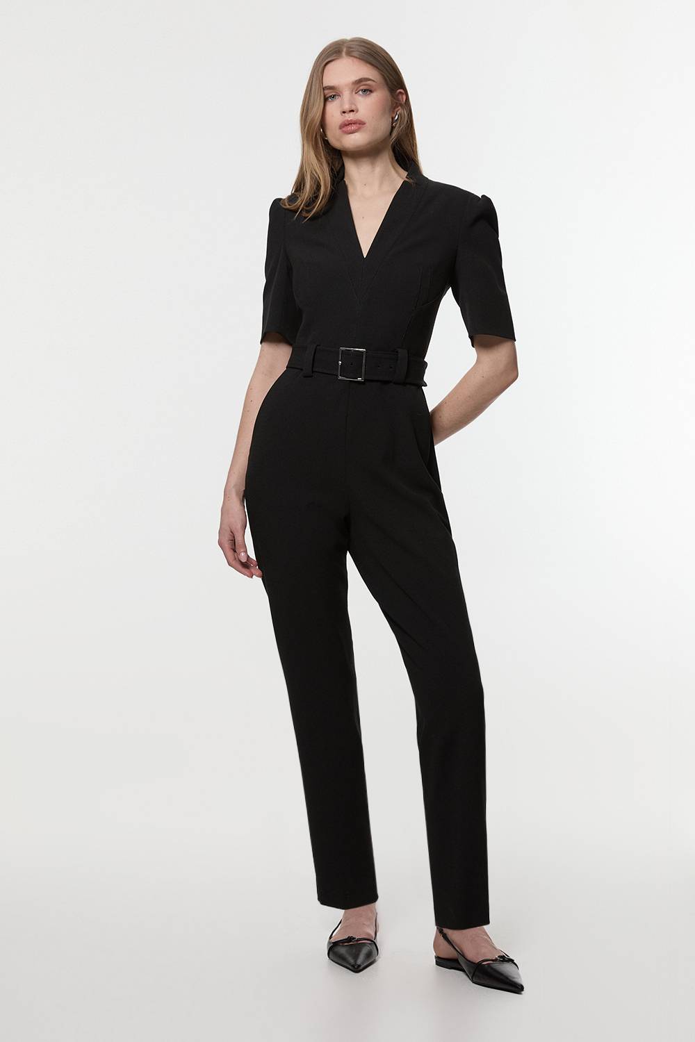 KarenMillen Combinaison ceinturée Forever en crêpe structurée pour grande taille
