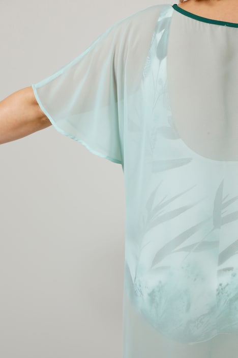 Kaftan, oversized, leicht transparent, Tunika-Ausschnitt, Seitenschlitze