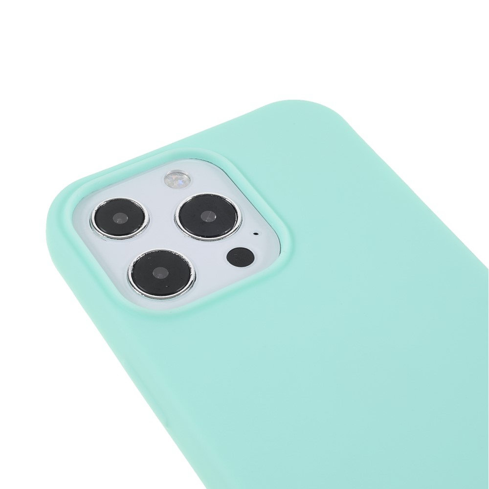 iPhone 13 Pro Necklace Gummi Case Hülle   Handykette (150cm) - Türkis / Silber