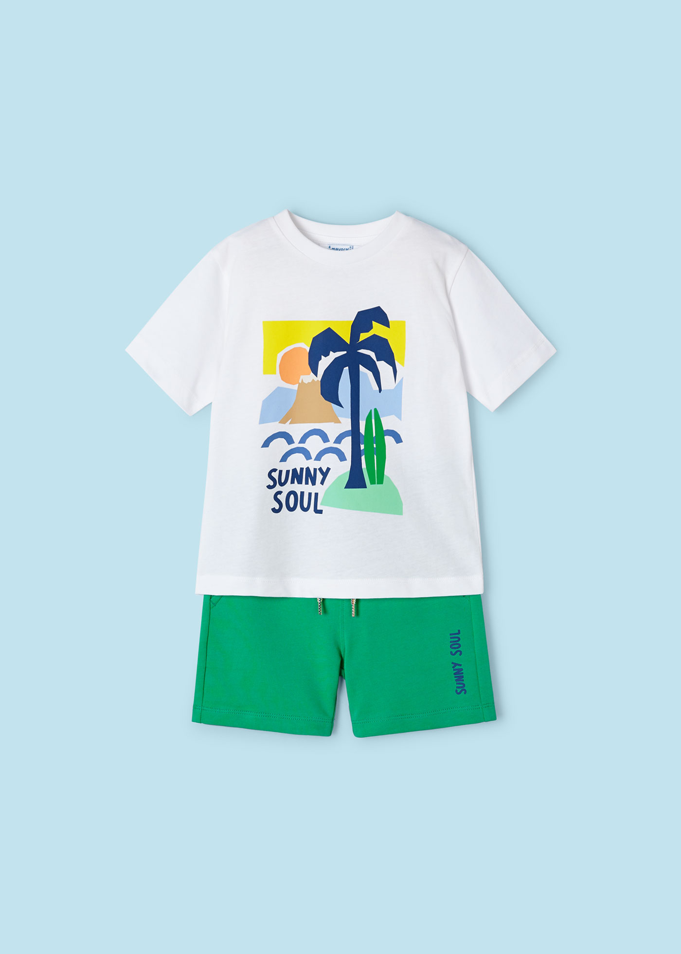 Conjunto de duas peças Better Cotton com estampa de palmeiras para meninos, Clorofila