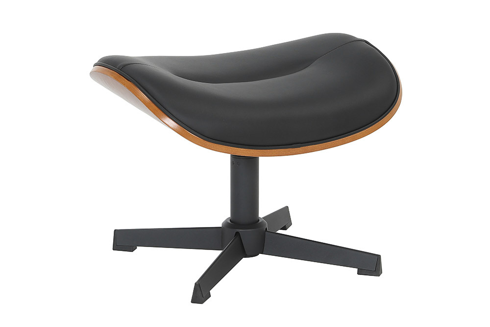 Drehbarer Hocker VOGUE COMFORT schwarz Kunstleder braun Walnuss-Design