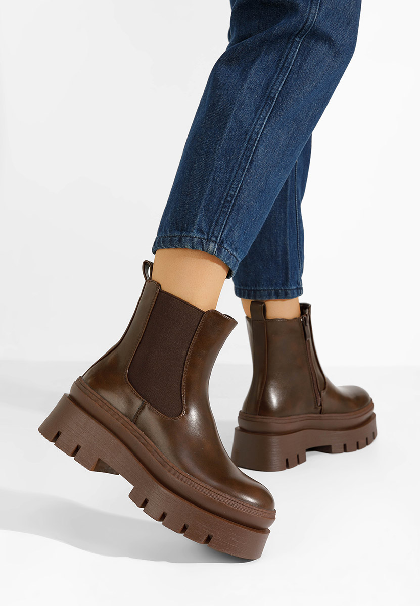 Bottines à plateforme brunes Solia