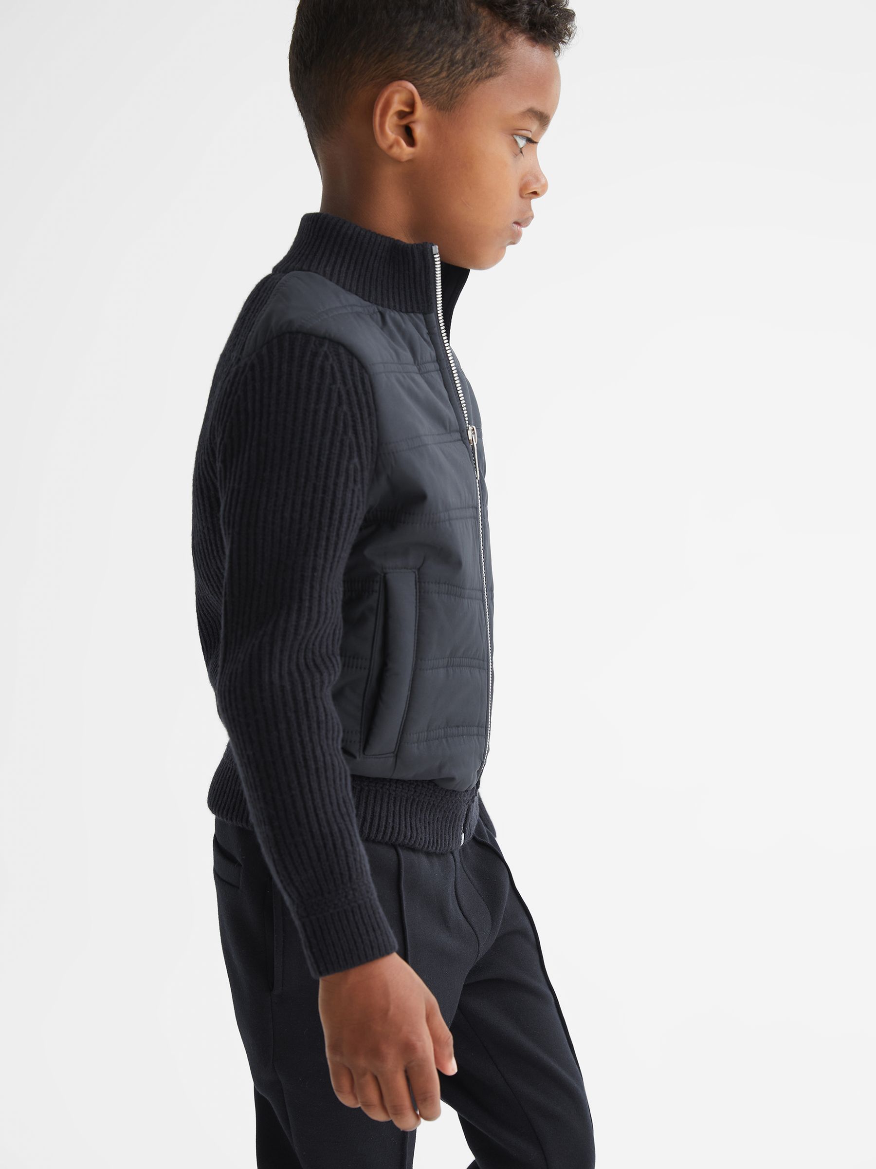 Marineblauw - Reiss - Trainer - Hybride doorgestikt jack met rits