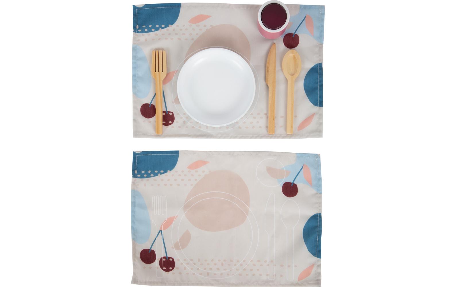 Spiel-Geschirr Set tastyModernes Geschirrset mit Tellern, Bechern, Besteck und Platzdeckchen für zwei Personen