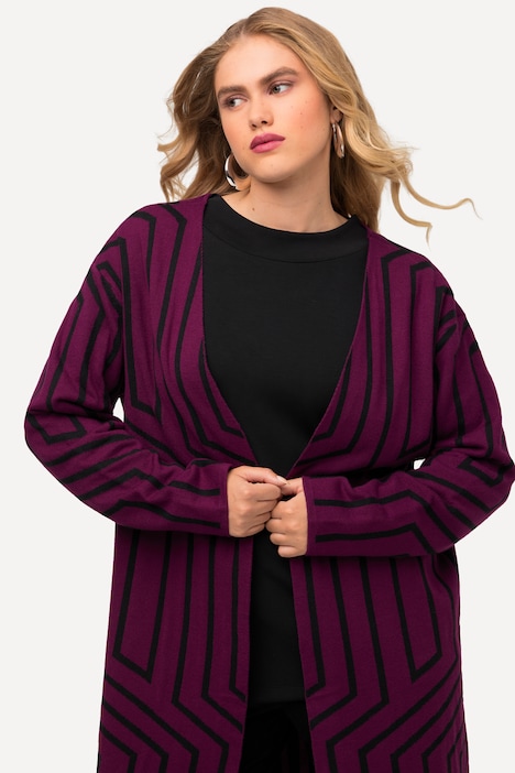 Strickjacke, Grafikmuster, V-Aussschnitt, Langarm