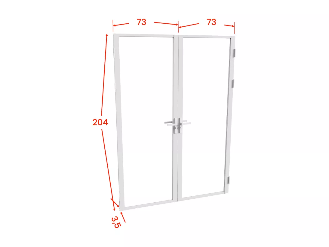 Bloc porte réversible à deux battants en aluminium et verre trempé - 2 x H204 x L73 cm - Blanc - LOXTON