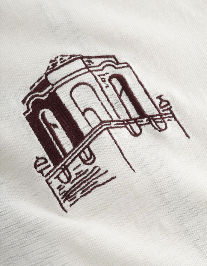 Les Deux Hotel T-Shirt Light ivory/dark burgundy
