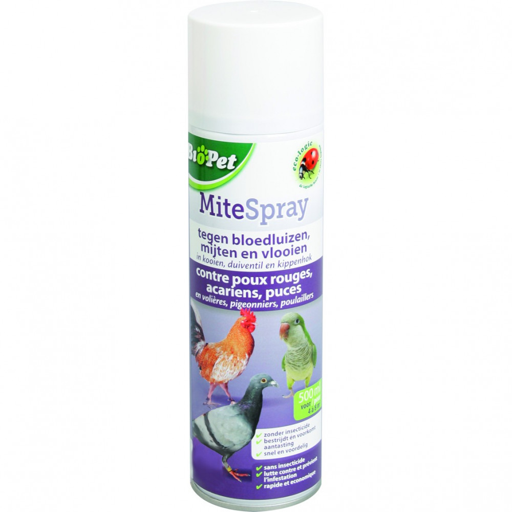 Spray contre poux rouges, mites des plumes, puces, anti- acarien 500 ml