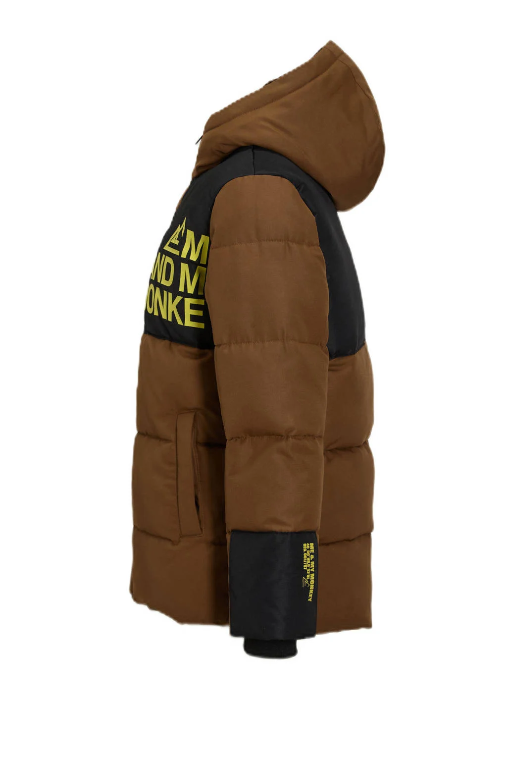 Me & My Monkey hooded puffer jas bruin