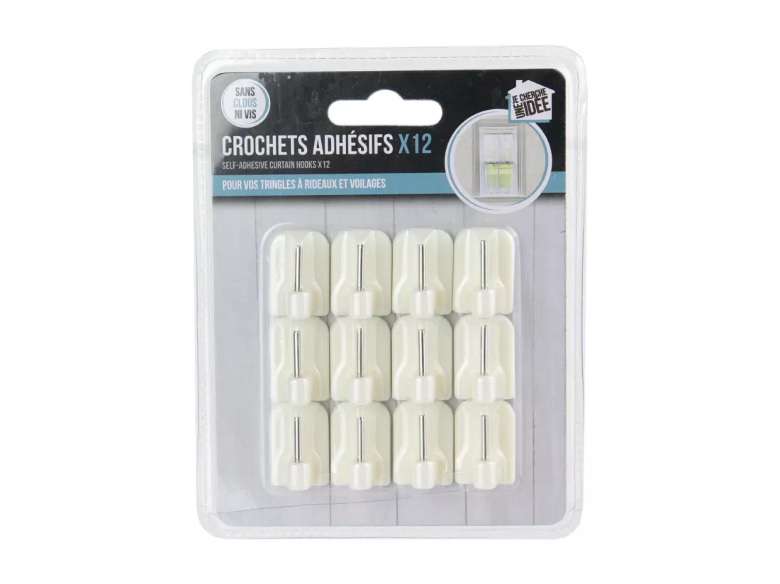 Lot de 12 Crochets Adhésifs 