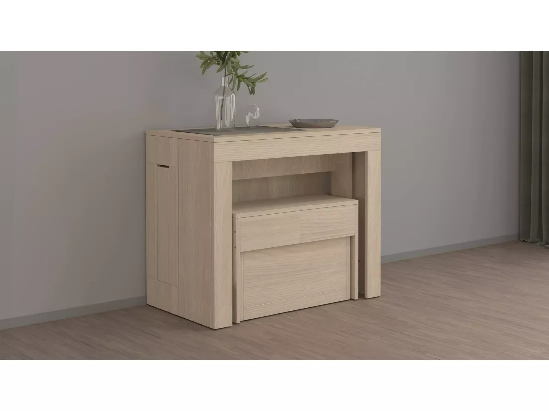 Banc Dollocol, Siège pour table à manger, Banc simple extensible, 290x25h45 cm, Olmo