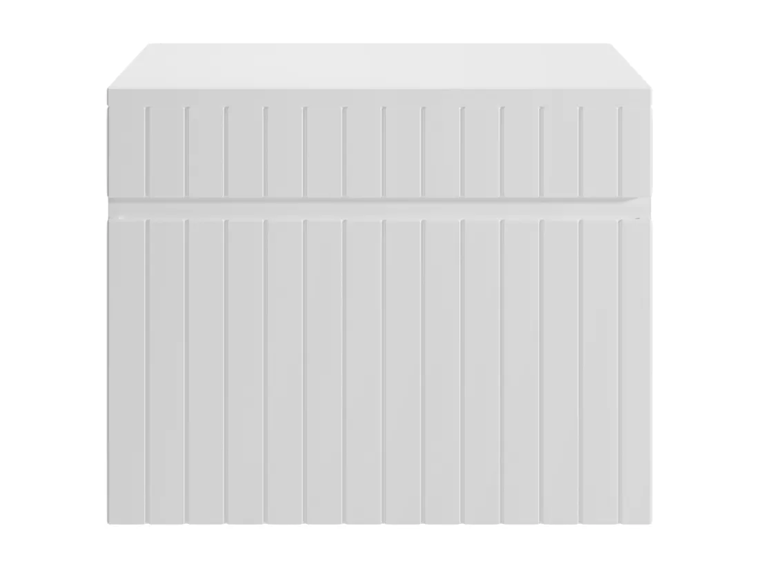 Meuble sous vasque suspendu strié blanc avec planche - 60 cm - SATARA