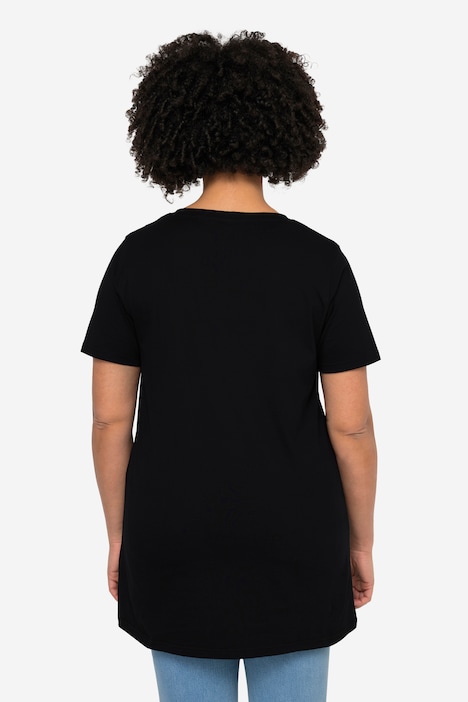 T-Shirt, Metallic-Gesichts-Motiv, Rundhals, Halbarm