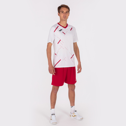 Camiseta Joma Tiger III de manga curta branca e vermelha