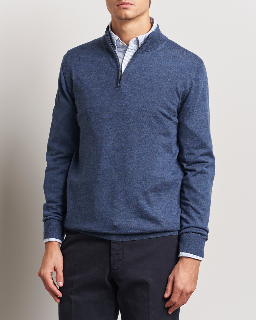 Charles Tyrwhitt Pure Merino Zip Neck Jumper Indigo Blue