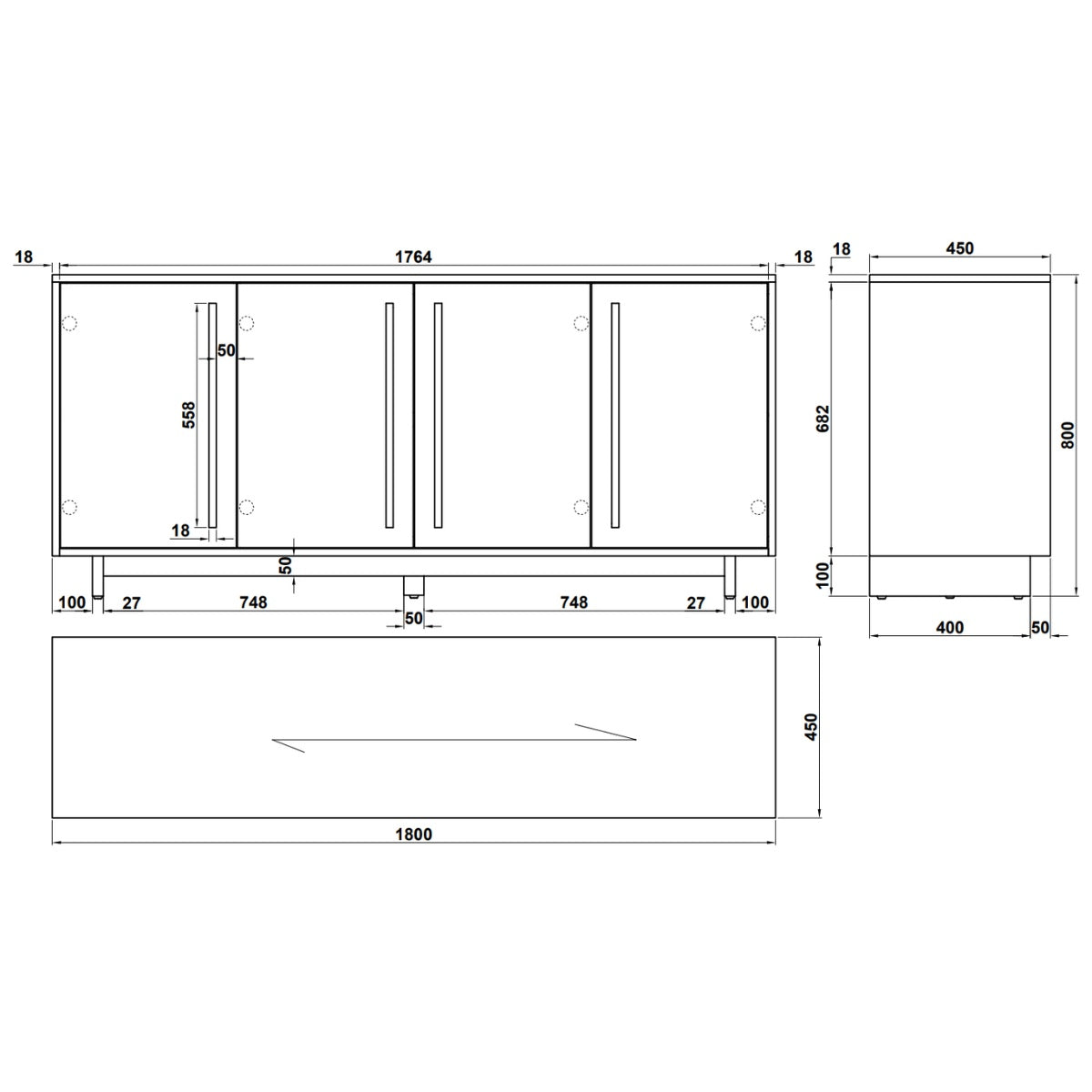 DÃJA Living - Dressoir Naturel Hout- 180x45x80cm - Samano