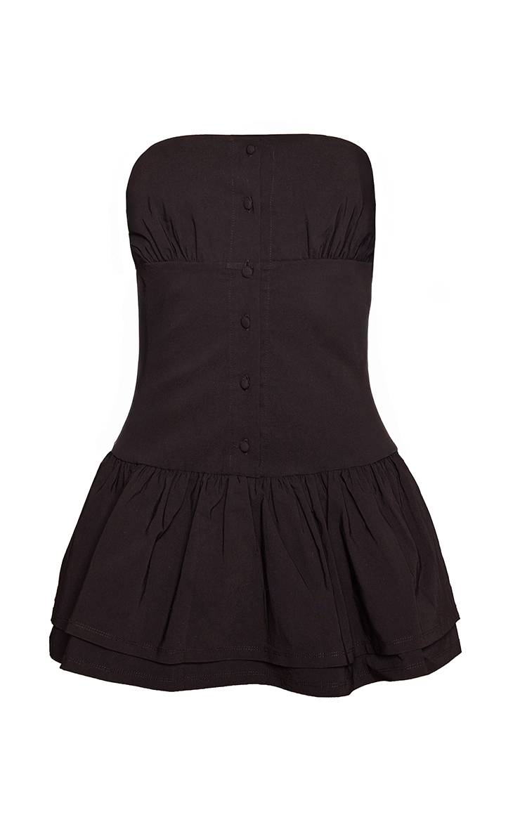 Noir Robe Droite Bandeau En Tissu Extensible Avec Détail Boutons