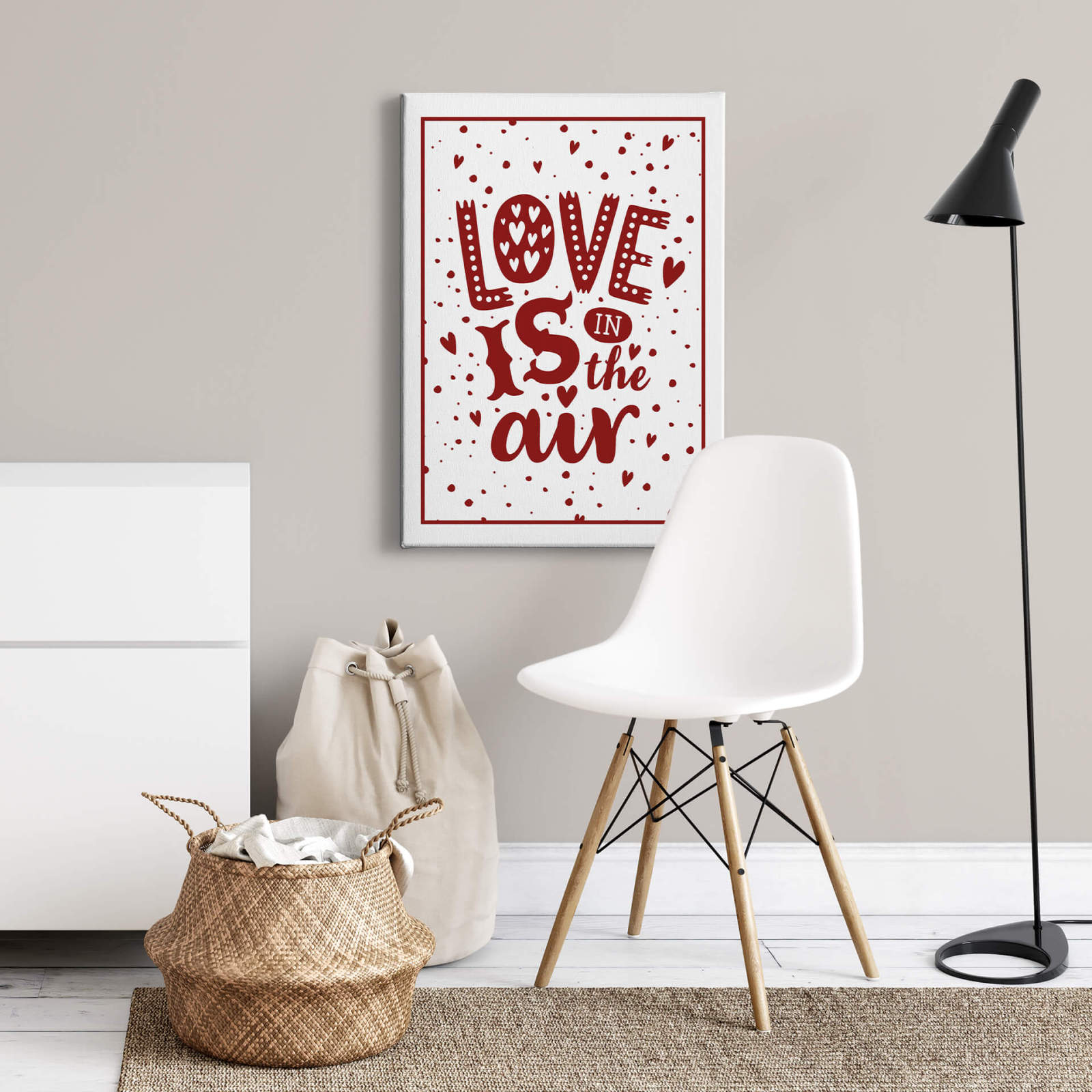 Leinwandbild LOVE IS IN THE AIR - weiß-rot - 50x70 cm