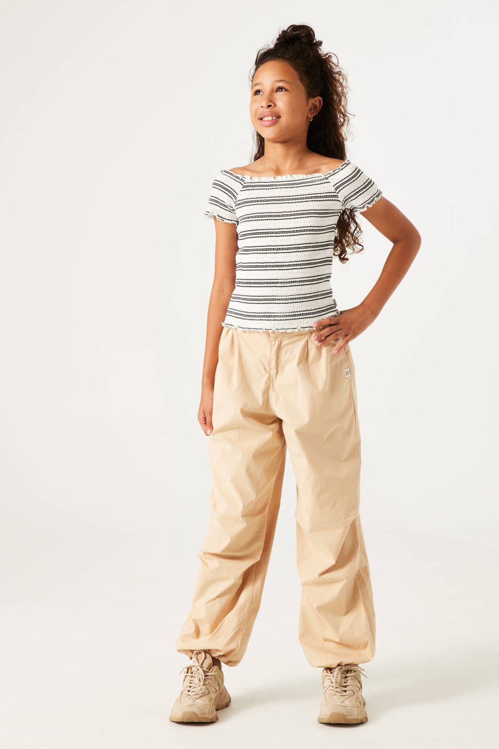 Garcia high waist loose fit broek beige
