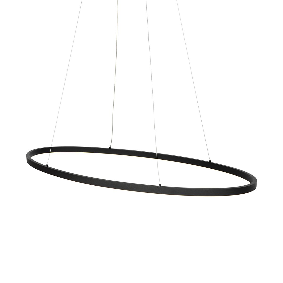 Design hanglamp zwart ovaal incl. LED 3-staps dimbaar - Ovallo