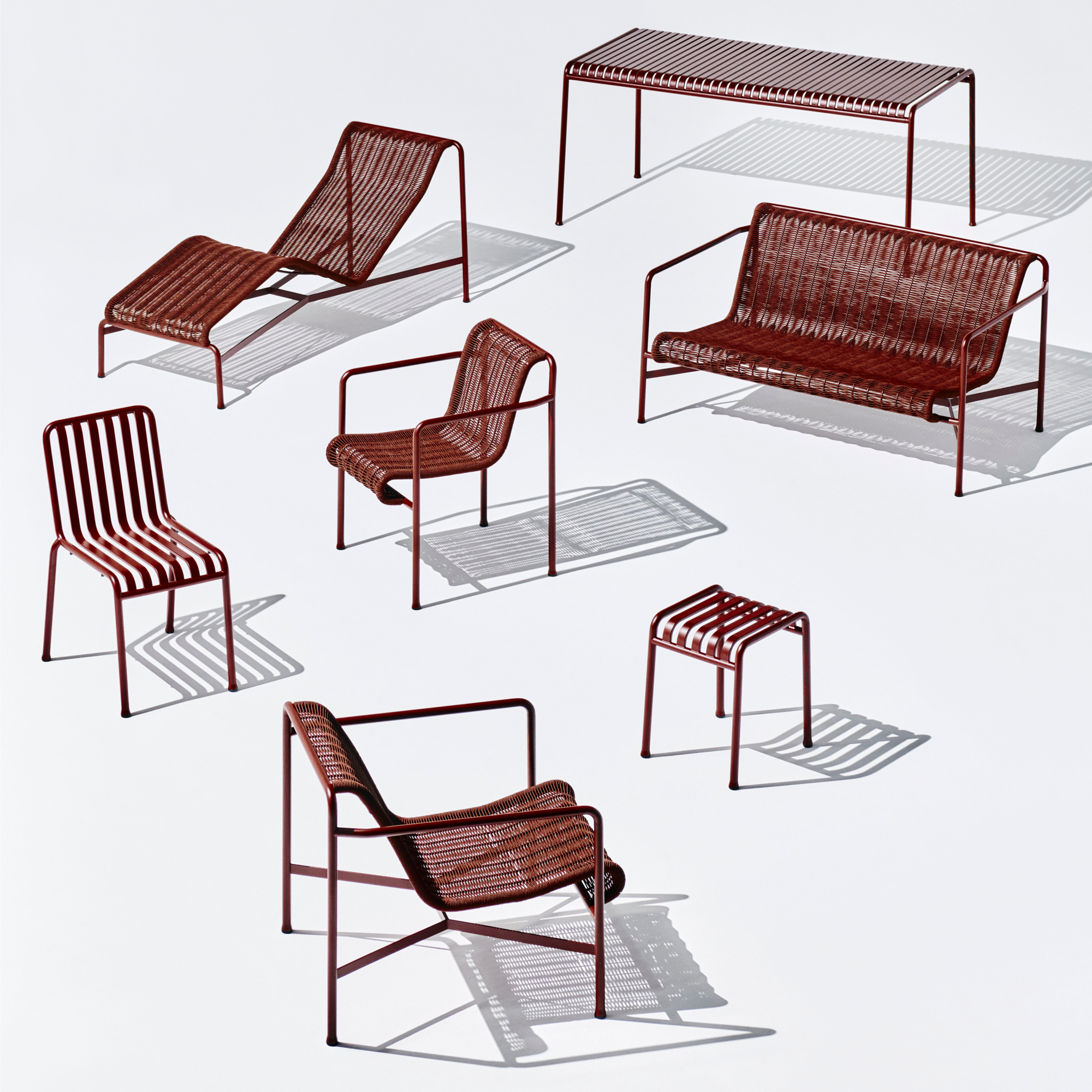 Loungestoel Palissade Cord laag rood