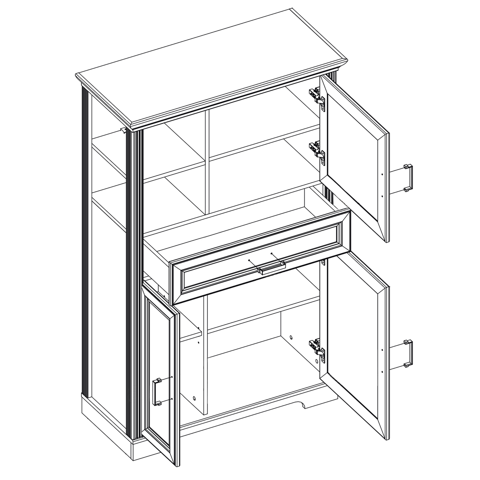 Highboard - Pinie hell - 150 cm hoch