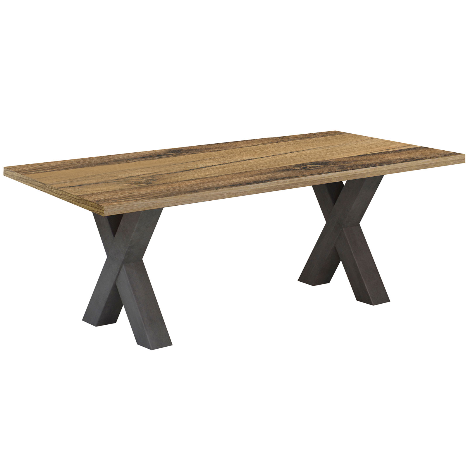 Couchtisch - Graphit-Plankeneiche - X-Gestell - 120x70 cm