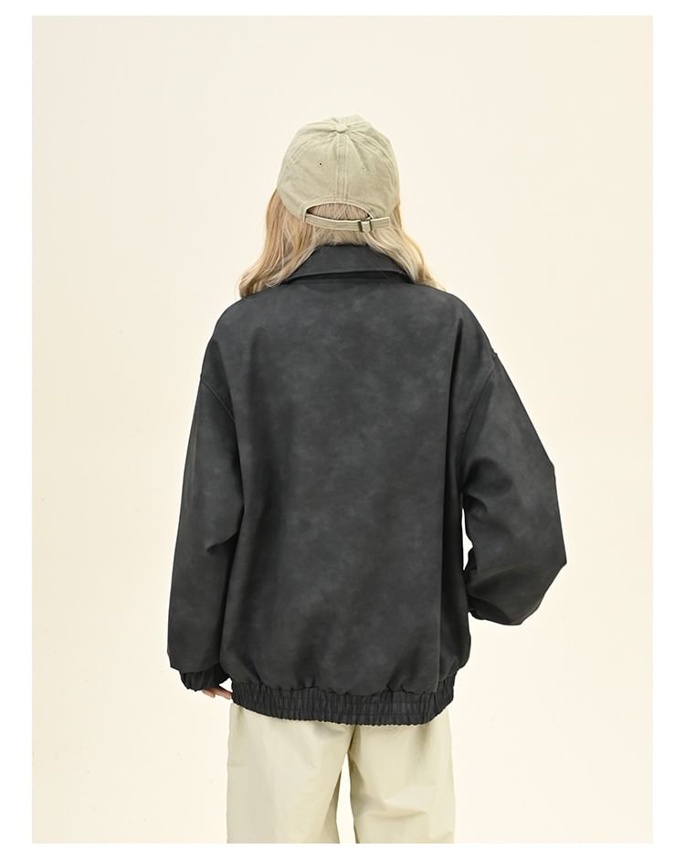 Iduna - Oversized bomberjack met kraag, strik en rits