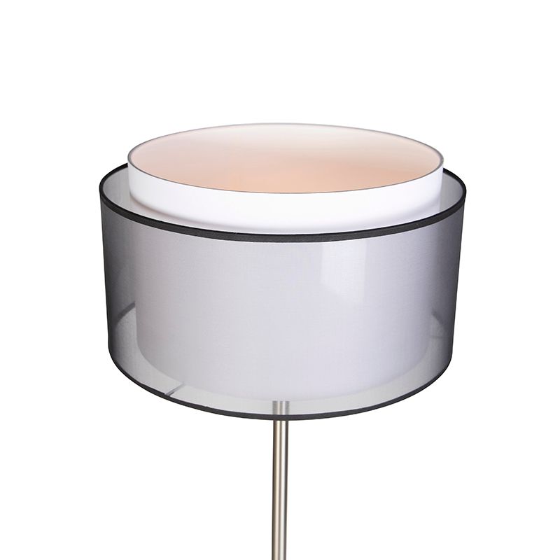 Design vloerlamp staal met zwart-wit kap 47 cm - Simplo