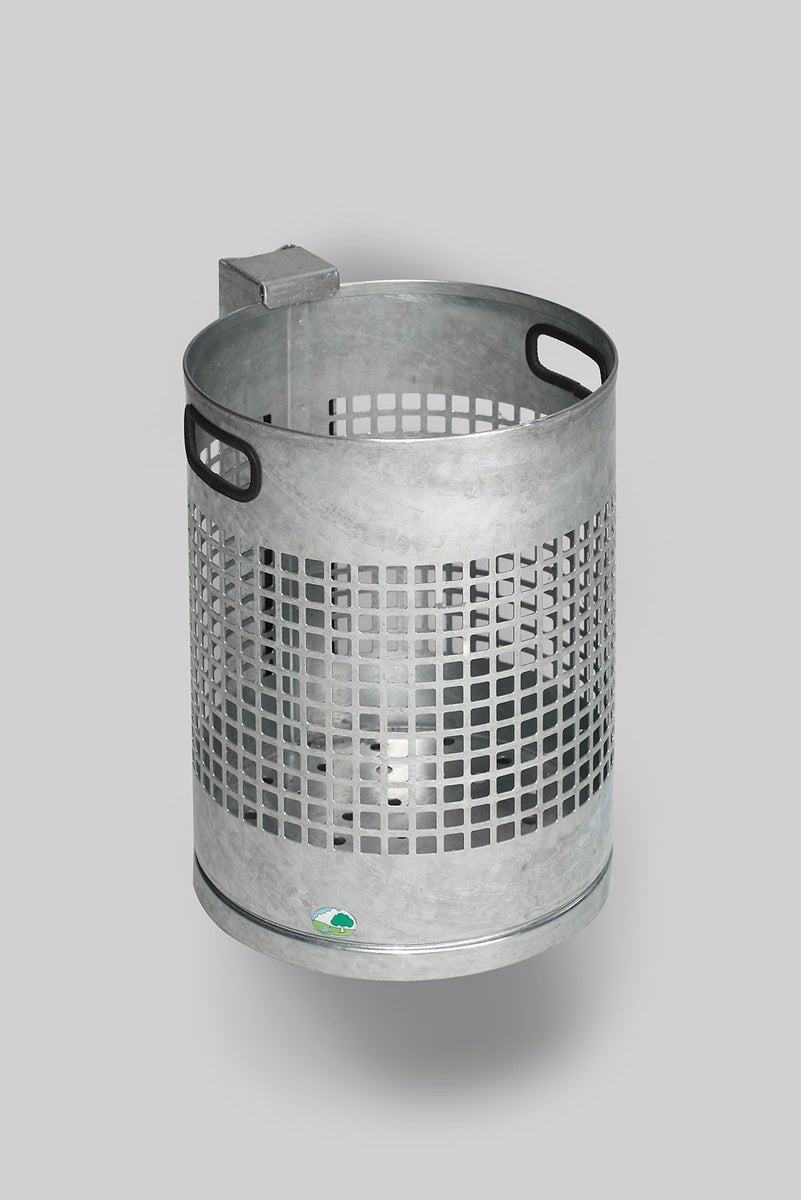 PROREGAL Afvalverzamelaar voor wand- of buismontage, 30 liter, HxBxD 46 x 33 x 33 cm, gegalvaniseerd staal, thermisch verzinkt