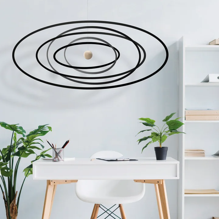 Flensted Mobiles - Science Fiction Mobile rund, schwarz / natur