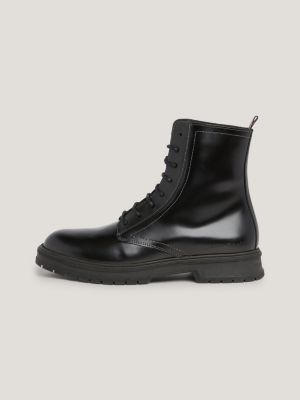 Botas de tornozelo de couro com cadarço