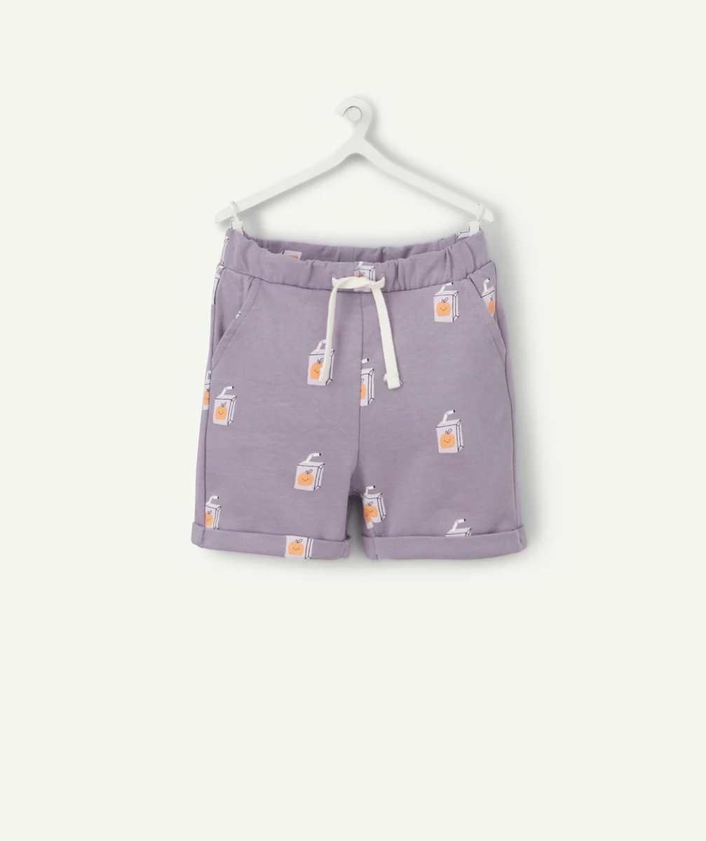 BERMUDA DROIT BÉBÉ GARÇON EN FIBRES RECYCLÉES MAUVE