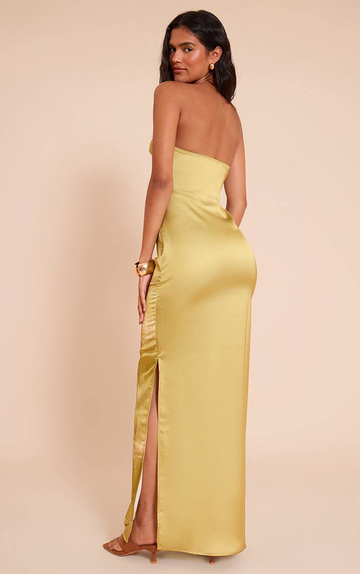 Citron Vert Robe Longue Satinée À Imprimé Coquillages