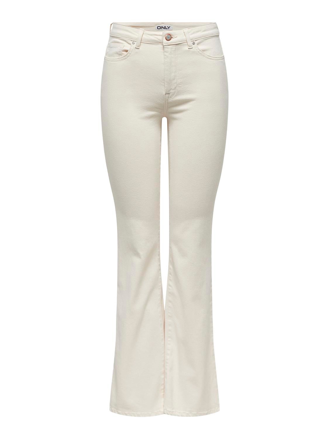 ONLWAUW Hohe Taille Ausgestellt Jeans Ecru