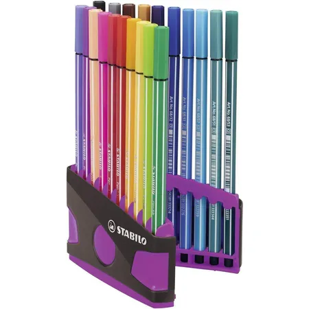 Premium-Filzstift - STABILO Pen 68 ColorParade - 20er Tischset in anthrazit/pink - mit 20 verschiedenen Farben