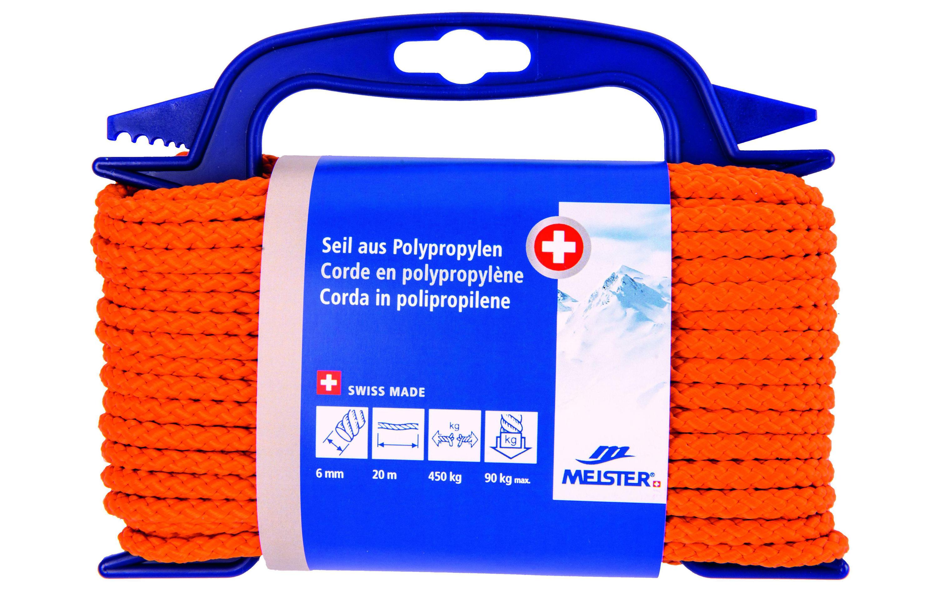 Polypropylenseil Ø 6 mm, 20 m, 450 kg, OrangePolypropylensseil UNISOFT geflochten