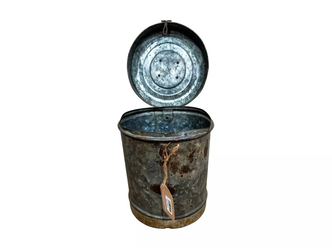 Bidon en metal marron 23x23x29h
