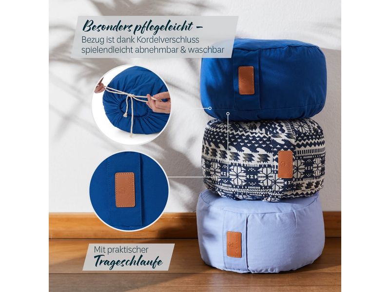 DoYourYoga Yoga-Kissen Vishnu Buchweizenschalen, Dunkelblau Yogarolle