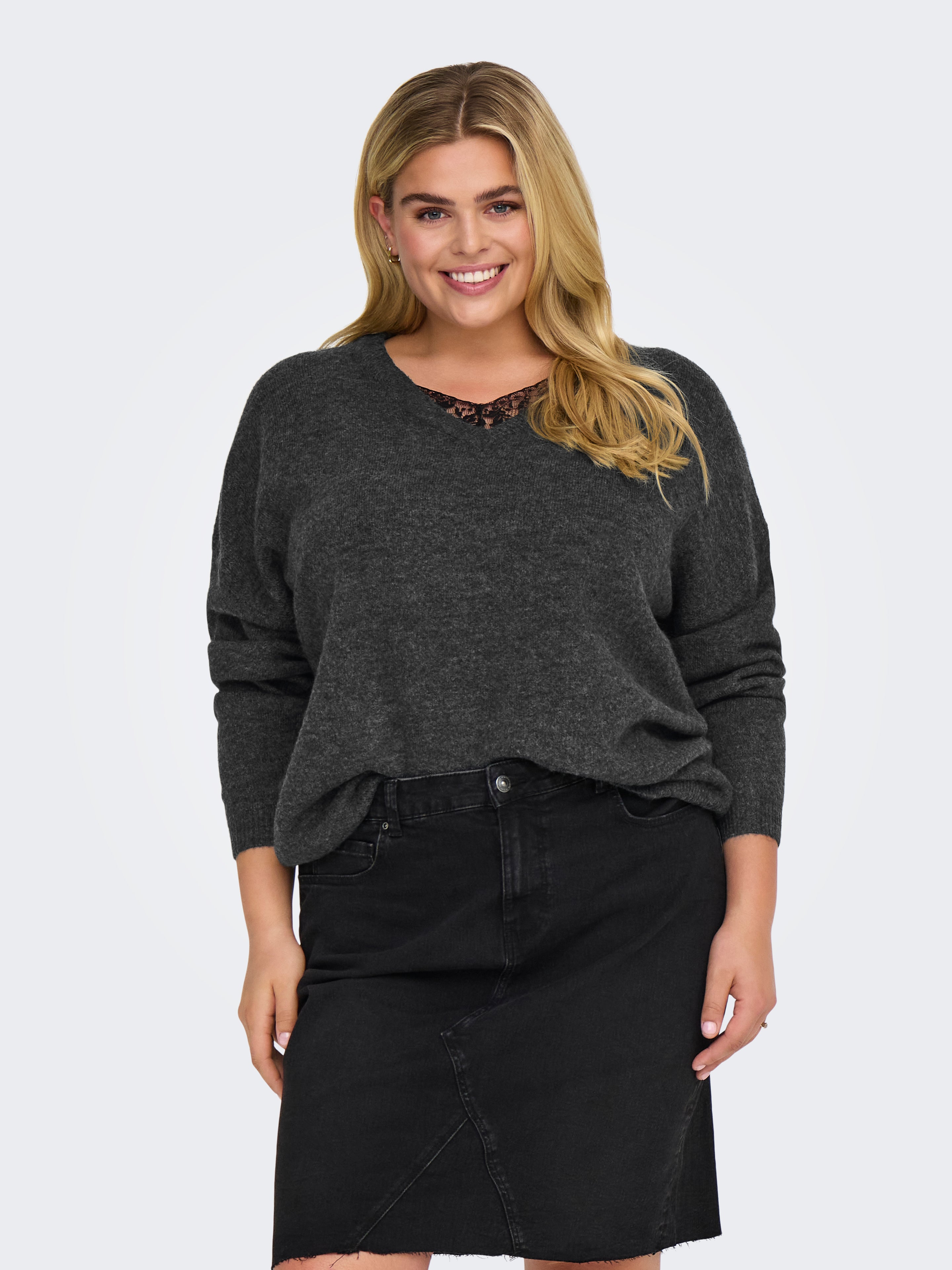 CARMANIFESTA Strickpullover Dark Grey Melange