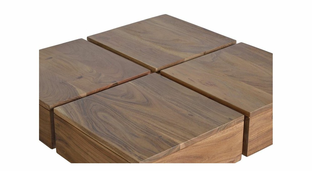 Table basse bois, fer marron 80x80x30cm - bois-fer