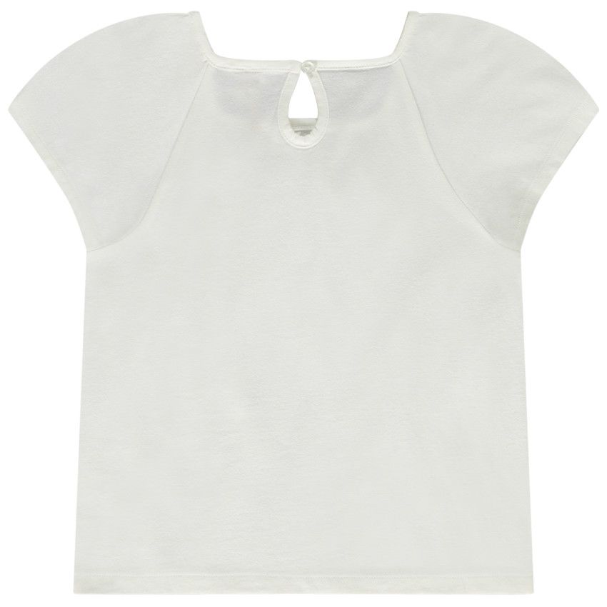T-shirt manches courtes en jersey print fantaisie glitter pour fille - Ecru