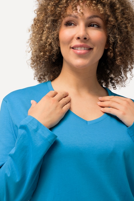 Shirt, V-Ausschnitt, Relaxed, Langarm