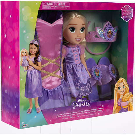 Disney Princess Rapunzel dukke inkl. tøj og tilbehør