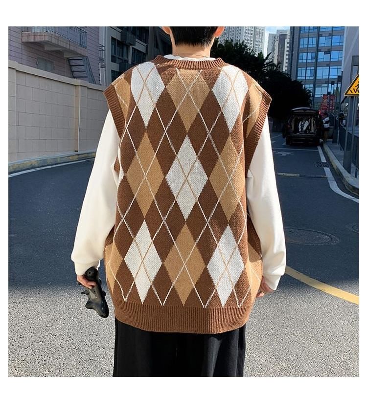 Cowpow - V-hals Argyle Trui Vest