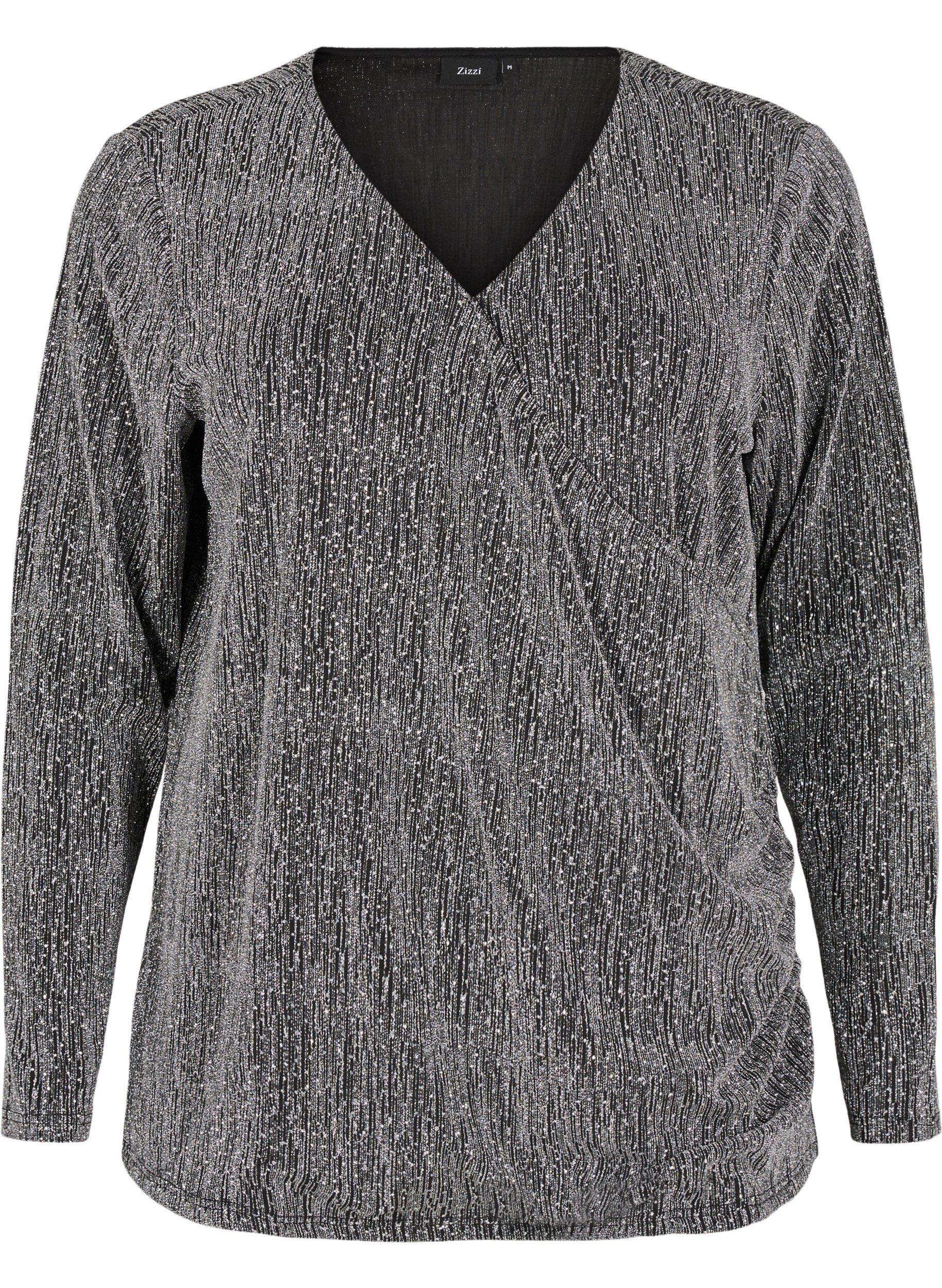 Wraplook glitter festbluse